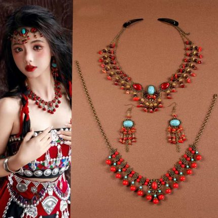 Western exotic style Forehead Chain, Necklace and Earring 3 Pcs Code-280